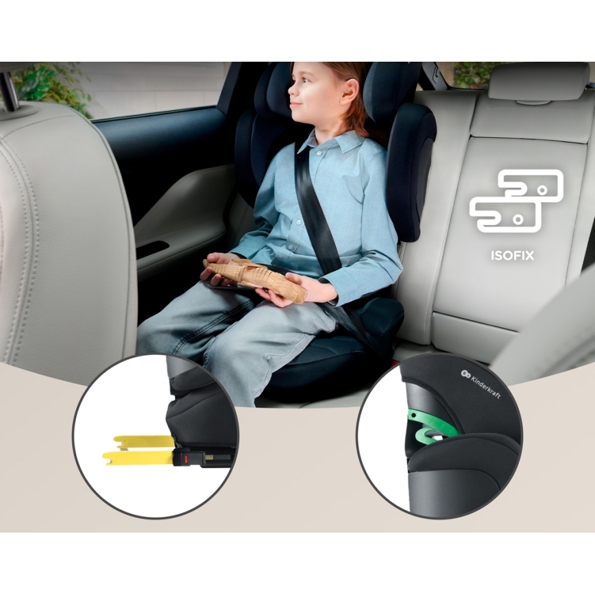 KINDERKRAFT SELECT - Silla para coche XPAND 2 i-Tamaño (100-150cm) Premium Graphite negro