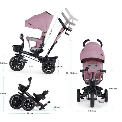 KINDERKRAFT - Triciclo infantil 5en1 SPINSTEP rosa