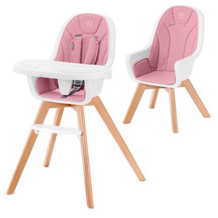 KINDERKRAFT - Silla de comedor infantil 2en1 TIXI rosa