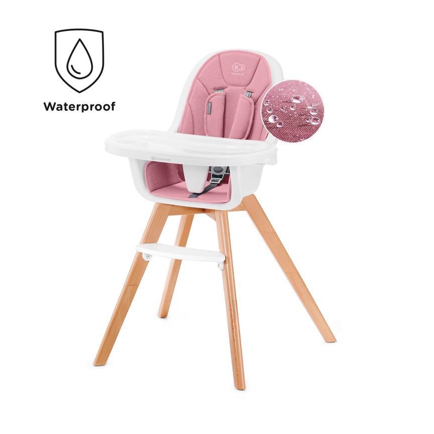 KINDERKRAFT - Silla de comedor infantil 2en1 TIXI rosa