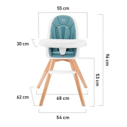 KINDERKRAFT - Silla de comedor infantil 2en1 TIXI rosa