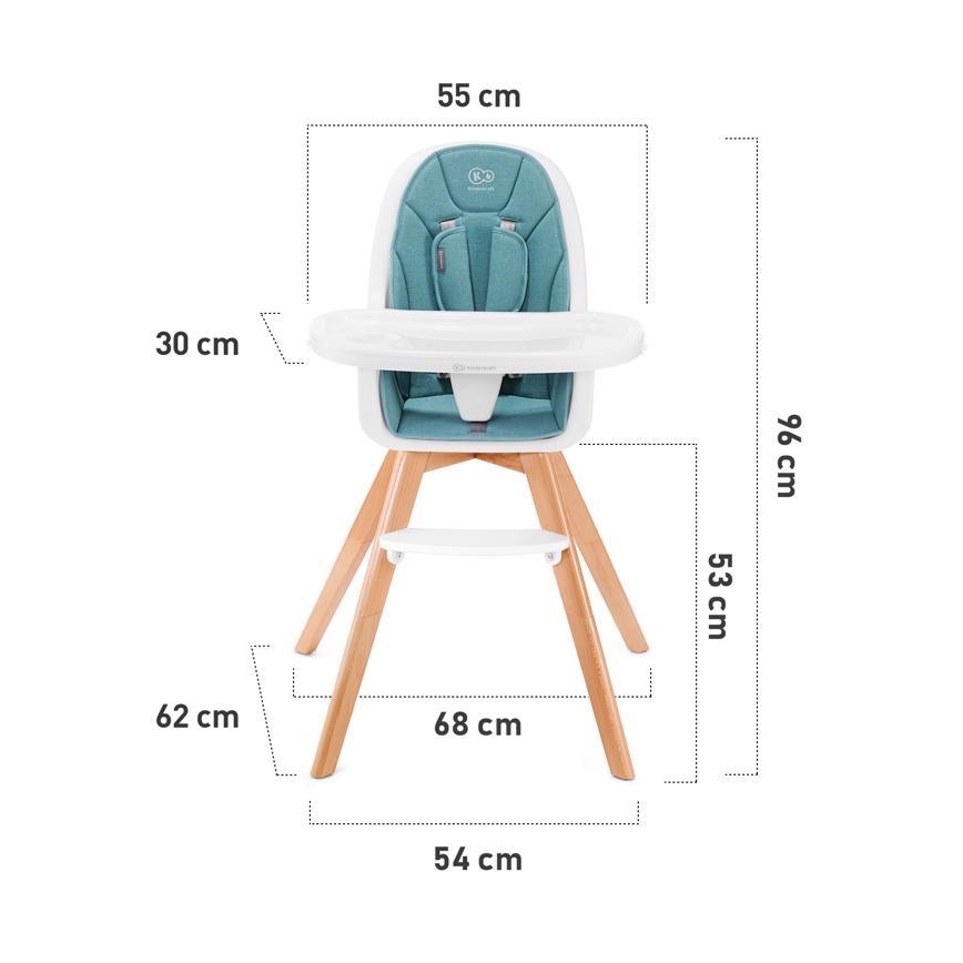 KINDERKRAFT - Silla de comedor infantil 2en1 TIXI rosa