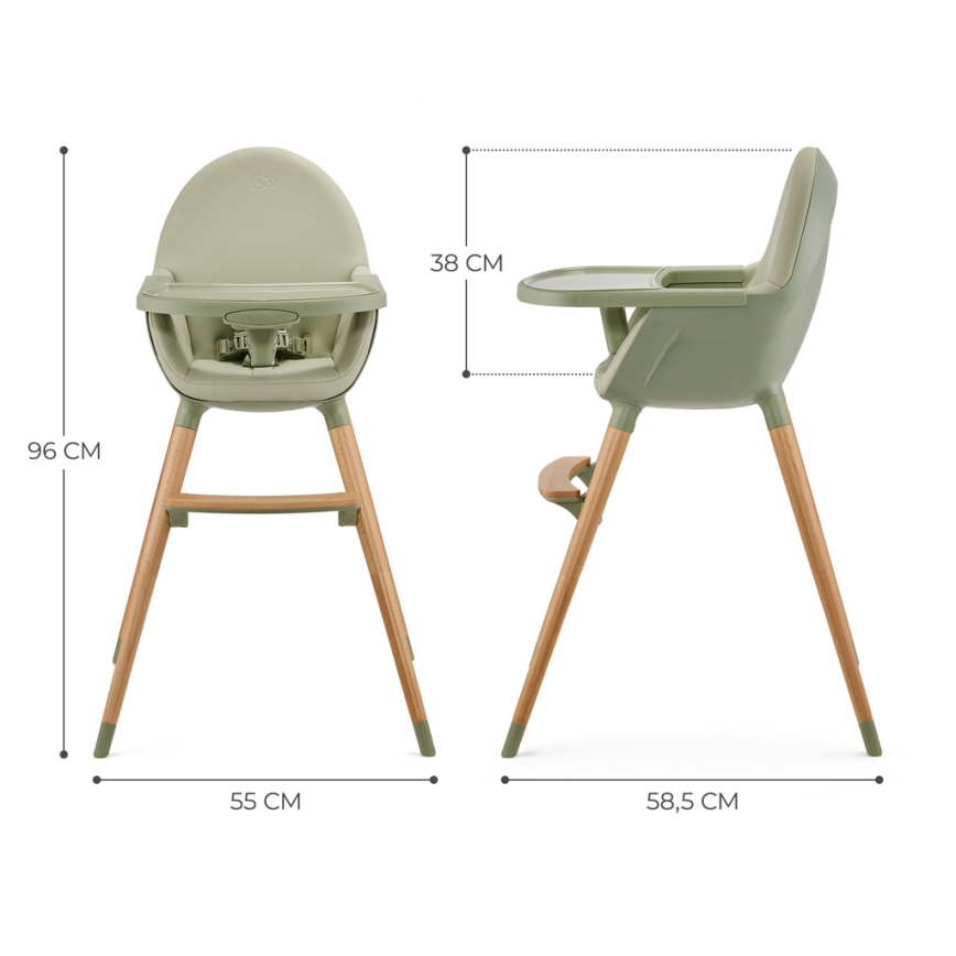 KINDERKRAFT - Silla de comedor para niños FINI2 haya/verde