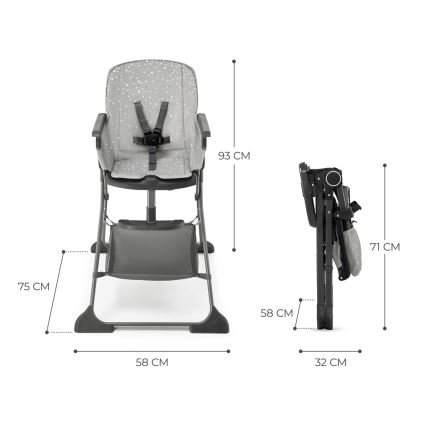 KINDERKRAFT - Silla de comedor para niños FOLDEE gris