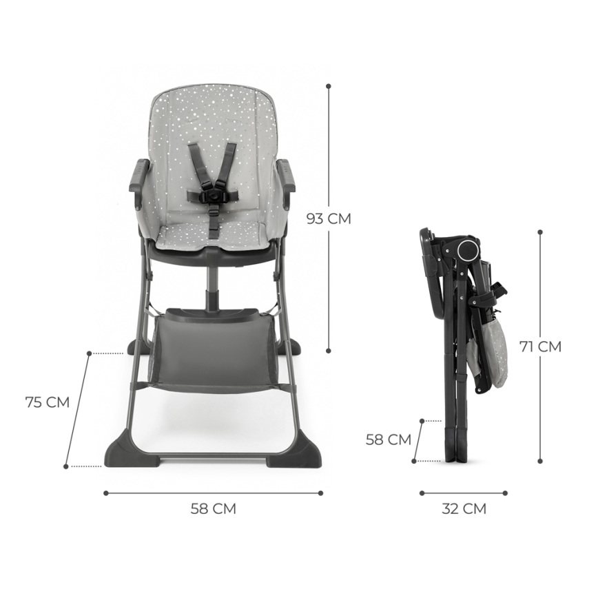 KINDERKRAFT - Silla de comedor para niños FOLDEE gris