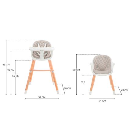 KINDERKRAFT - Silla de comedor para niños SIENNA haya/gris