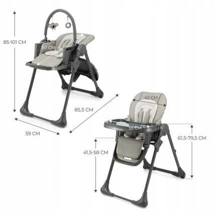 KINDERKRAFT - Silla de comedor para niños TUMMIE gris