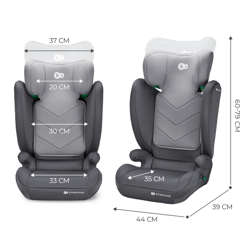 KINDERKRAFT - Silla para coche I-SPARK i-Tamaño (100-150 cm) gris