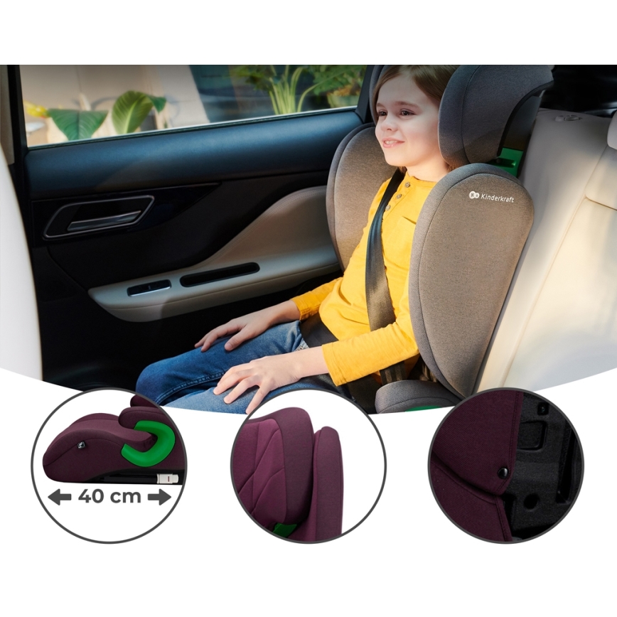 KINDERKRAFT - Silla para coche JUNIOR FIX 2 (100-150 cm) Cherry perla
