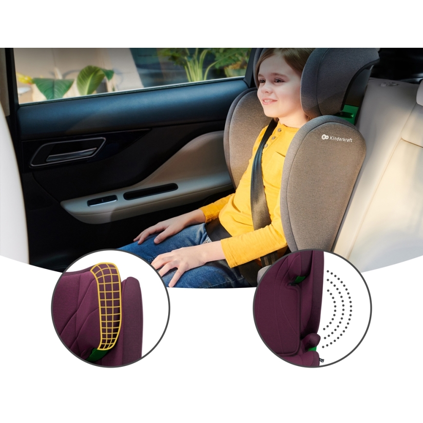 KINDERKRAFT - Silla para coche JUNIOR FIX 2 (100-150 cm) Cherry perla