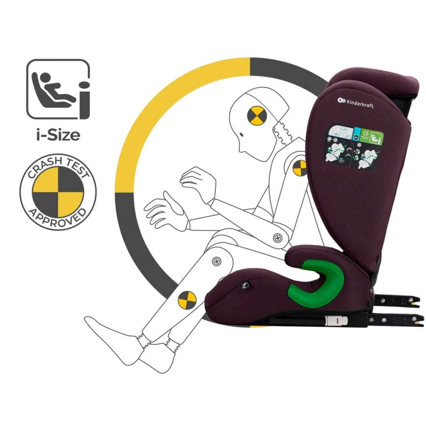 KINDERKRAFT - Silla para coche JUNIOR FIX 2 (100-150 cm) Cherry perla