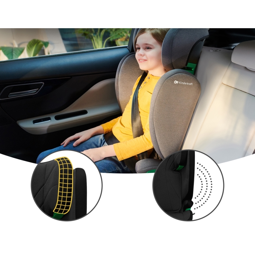 KINDERKRAFT - Silla para coche JUNIOR FIX 2 (100-150 cm) Graphite negro