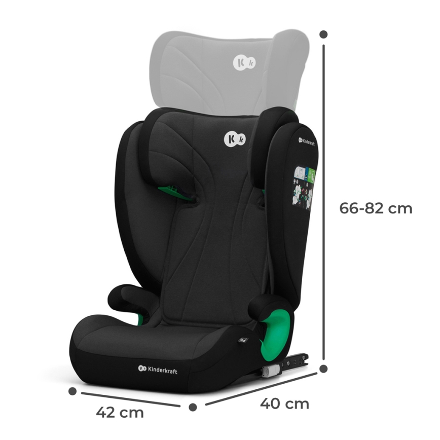 KINDERKRAFT - Silla para coche JUNIOR FIX 2 (100-150 cm) Graphite negro