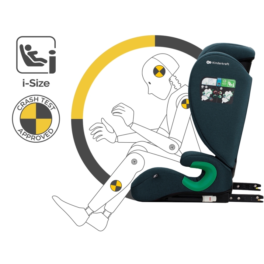 KINDERKRAFT - Silla para coche JUNIOR FIX 2 (100-150 cm) Harbor azul