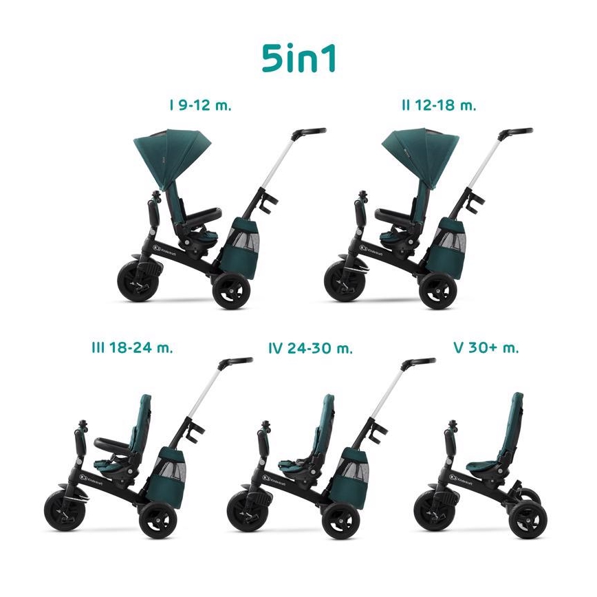 KINDERKRAFT - Triciclo infantil 5v1 EASYTWIST verde/negro