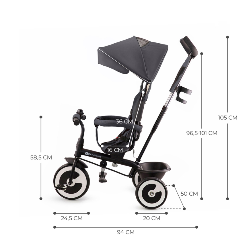 KINDERKRAFT - Triciclo infantil ASTON Malachite gris