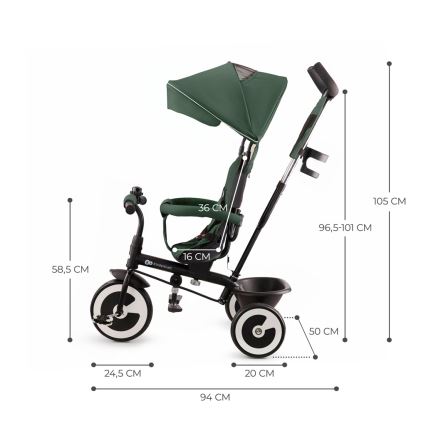 KINDERKRAFT - Triciclo infantil ASTON Mystic verde