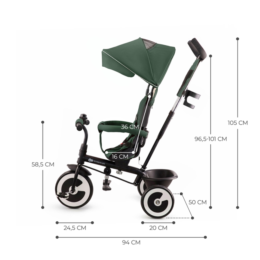 KINDERKRAFT - Triciclo infantil ASTON Mystic verde