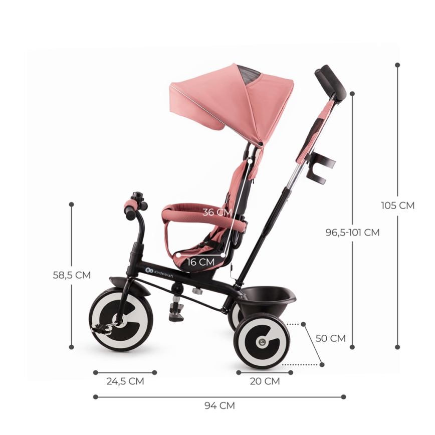 KINDERKRAFT - Triciclo infantil ASTON rosa rosa