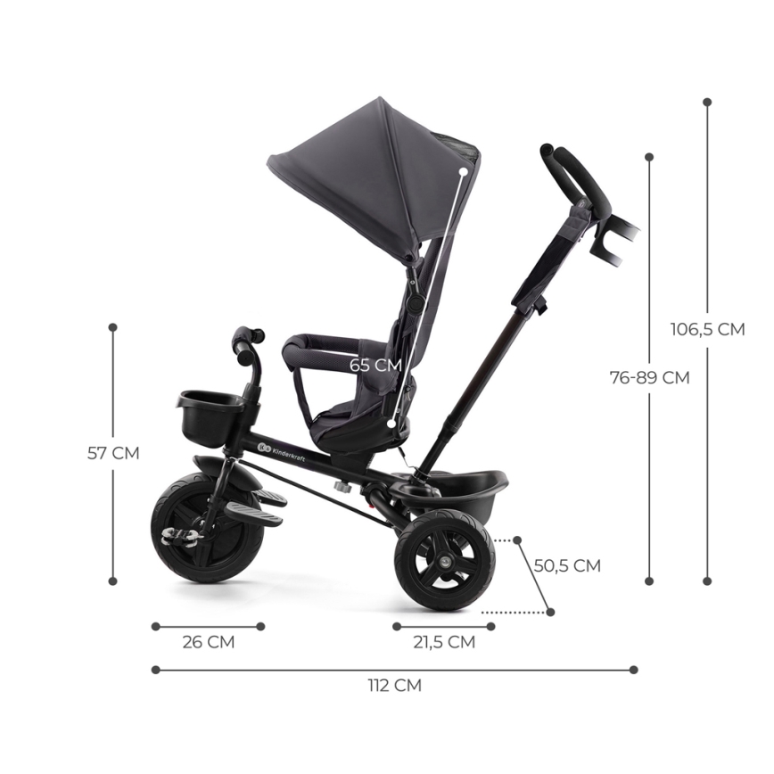 KINDERKRAFT - Triciclo infantil AVEO gris