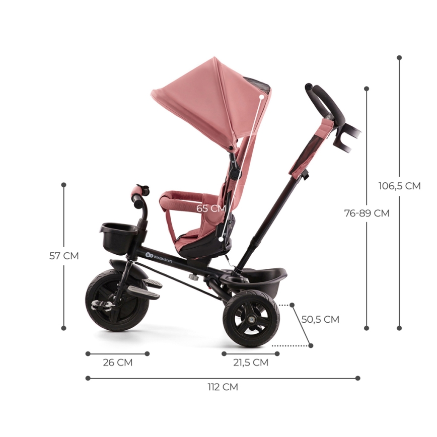 KINDERKRAFT - Triciclo infantil AVEO rosa
