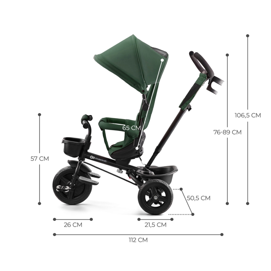 KINDERKRAFT - Triciclo infantil AVEO verde