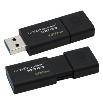 Kingston - Unidad Flash DATATRAVELER 100 G3 USB 3.0 128GB negro