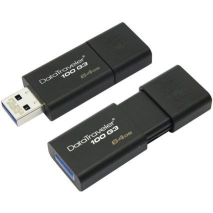 Kingston - Unidad Flash DATATRAVELER 100 G3 USB 3.0 64GB negro