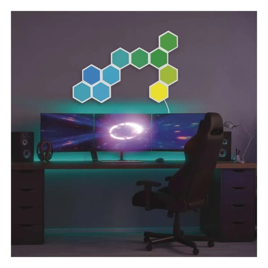 Kit de extensión 3x Panel LED regulable RGBIC/1,8W/230V Wi-Fi Tuya