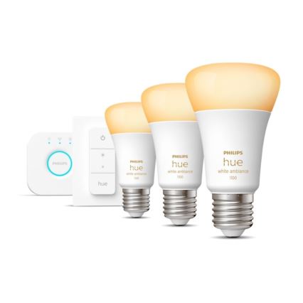 Kit de inicio Philips Hue White Ambiance 3xE27/11W 2200-6500K + dispositivo de conexión y mando a distancia