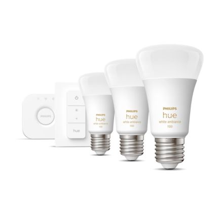 Kit de inicio Philips Hue White Ambiance 3xE27/11W 2200-6500K + dispositivo de conexión y mando a distancia