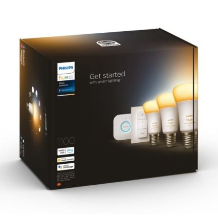 Kit de inicio Philips Hue White Ambiance 3xE27/11W 2200-6500K + dispositivo de conexión y mando a distancia