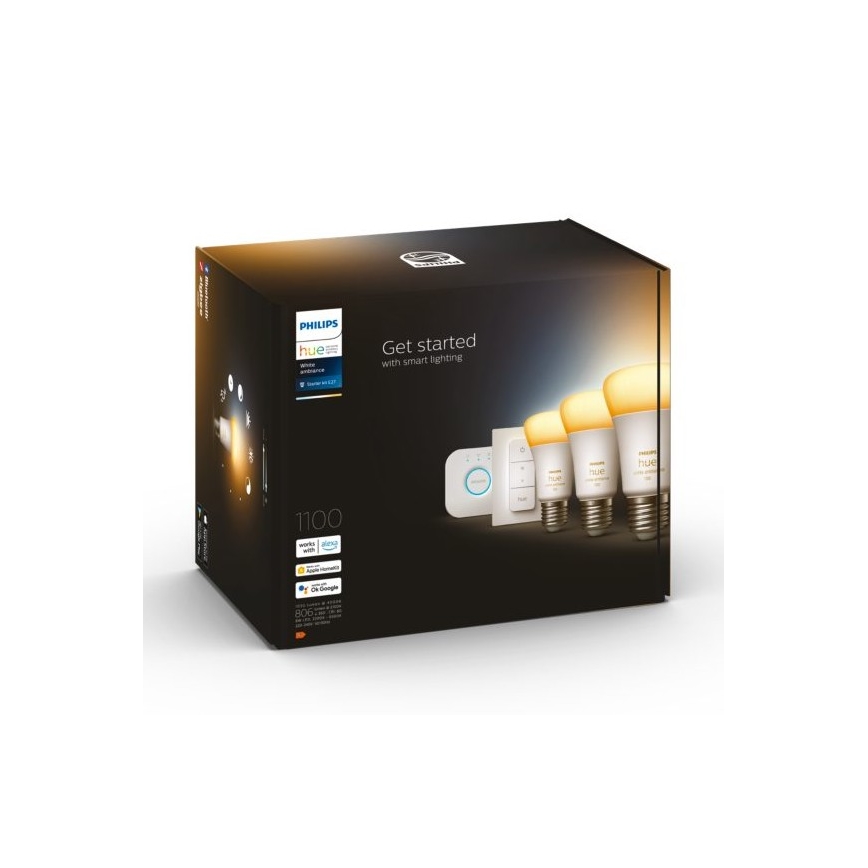 Kit de inicio Philips Hue White Ambiance 3xE27/11W 2200-6500K + dispositivo de conexión y mando a distancia