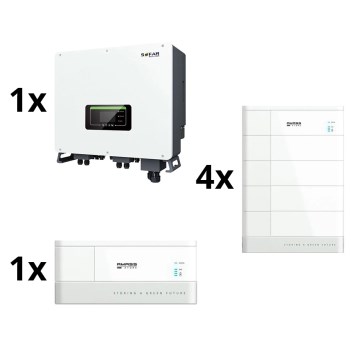 Kit solar: SOFAR Inversor solar híbrido 10kW + módulo de batería AMASSTORE 10,24kWh con base con unidad de control de batería