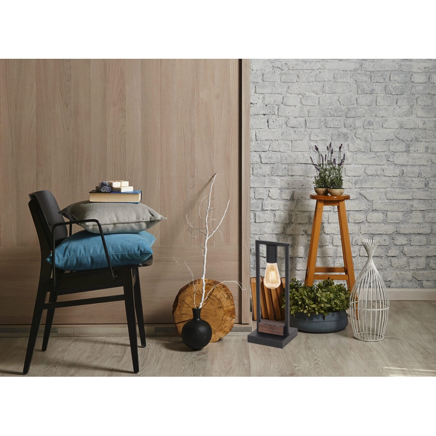 Lámpara de mesa HARD 1xE27/11W/230V madera/negro