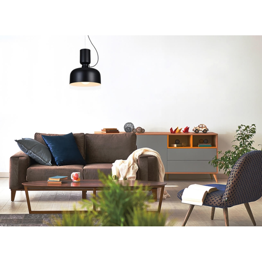 Lámpara colgante ABEL 2xE27/11W/230V diá. 28 cm negro