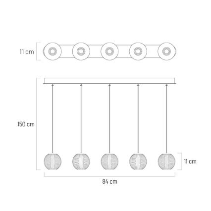 Lámpara LED colgante ESMOND 5xLED/4,8W/230V cromo brillante