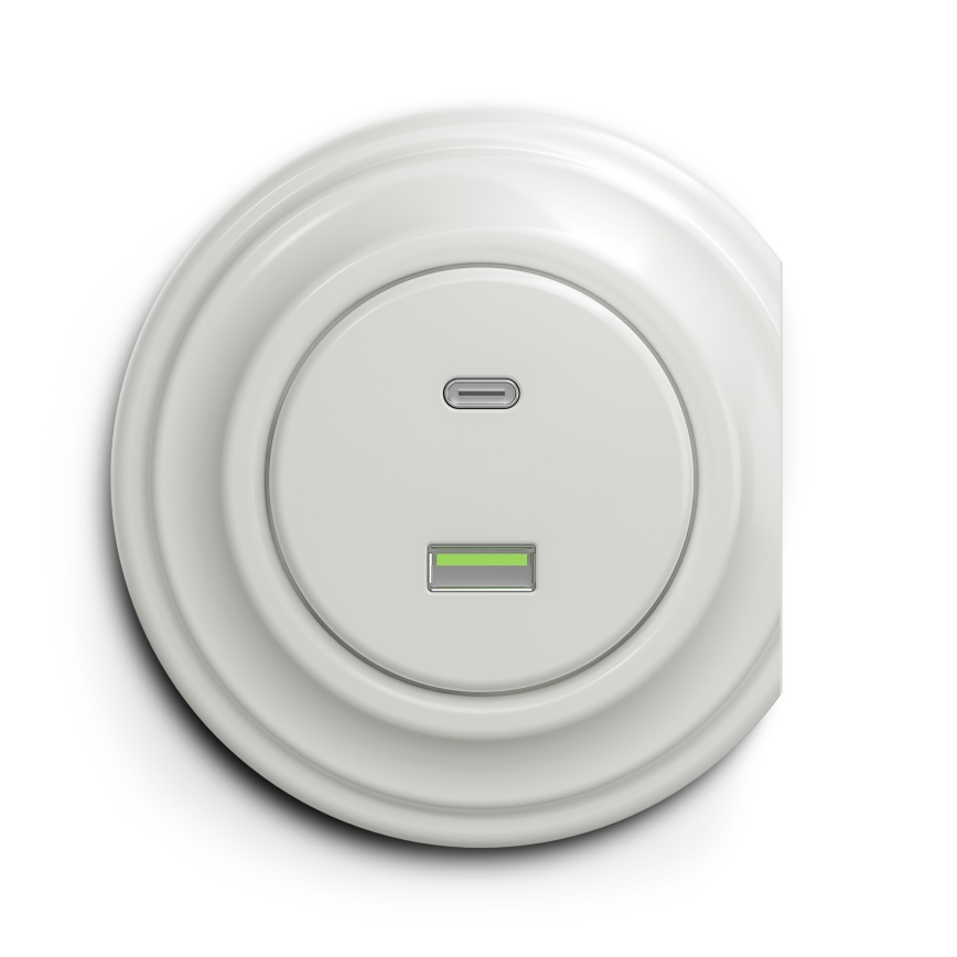 Kliklap - Enchufe USB vintage A+C blanco
