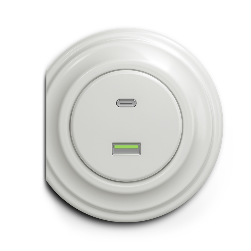 Kliklap - Enchufe USB vintage A+C blanco