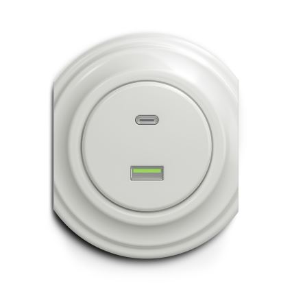 Kliklap - Enchufe USB vintage A+C blanco