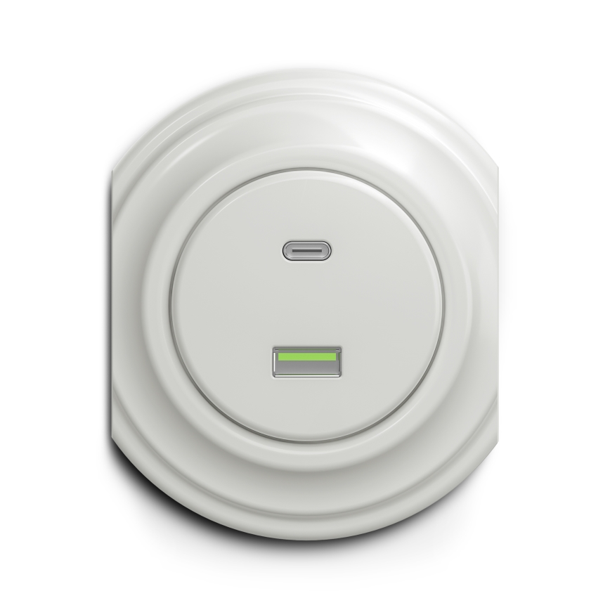 Kliklap - Enchufe USB vintage A+C blanco