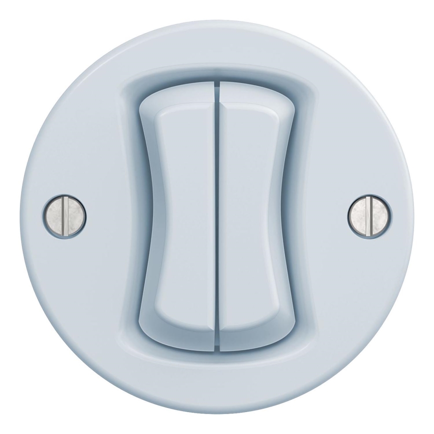 Kliklap - Interruptor de escalera doble vintage n° 6+6 azul