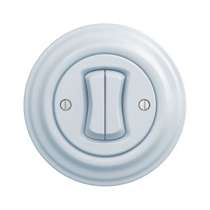 Kliklap - Interruptor de escalera doble vintage n° 6+6 azul