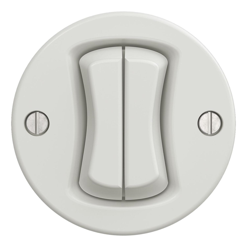 Kliklap - Interruptor de escalera doble vintage n° 6+6 blanco
