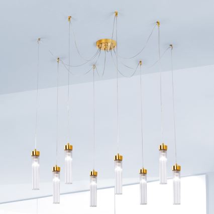 Kolarz 6009.30830 - Lámpara colgante RAGGIO 8xE14/25W/230V araña 24K dorado