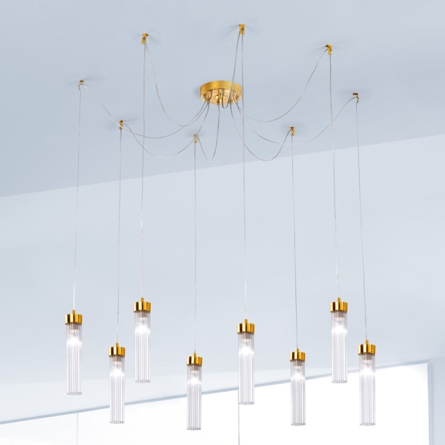 Kolarz 6009.30830 - Lámpara colgante RAGGIO 8xE14/25W/230V araña 24K dorado