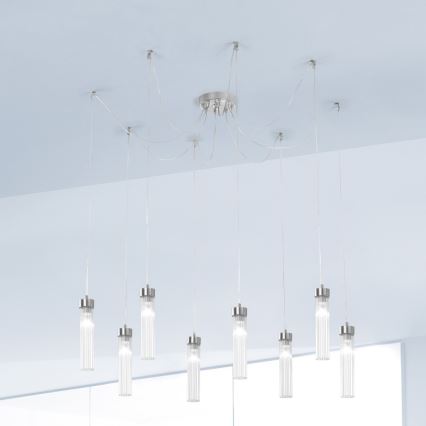Kolarz 6009.30850 - Lámpara colgante RAGGIO 8xE14/25W/230V araña plata