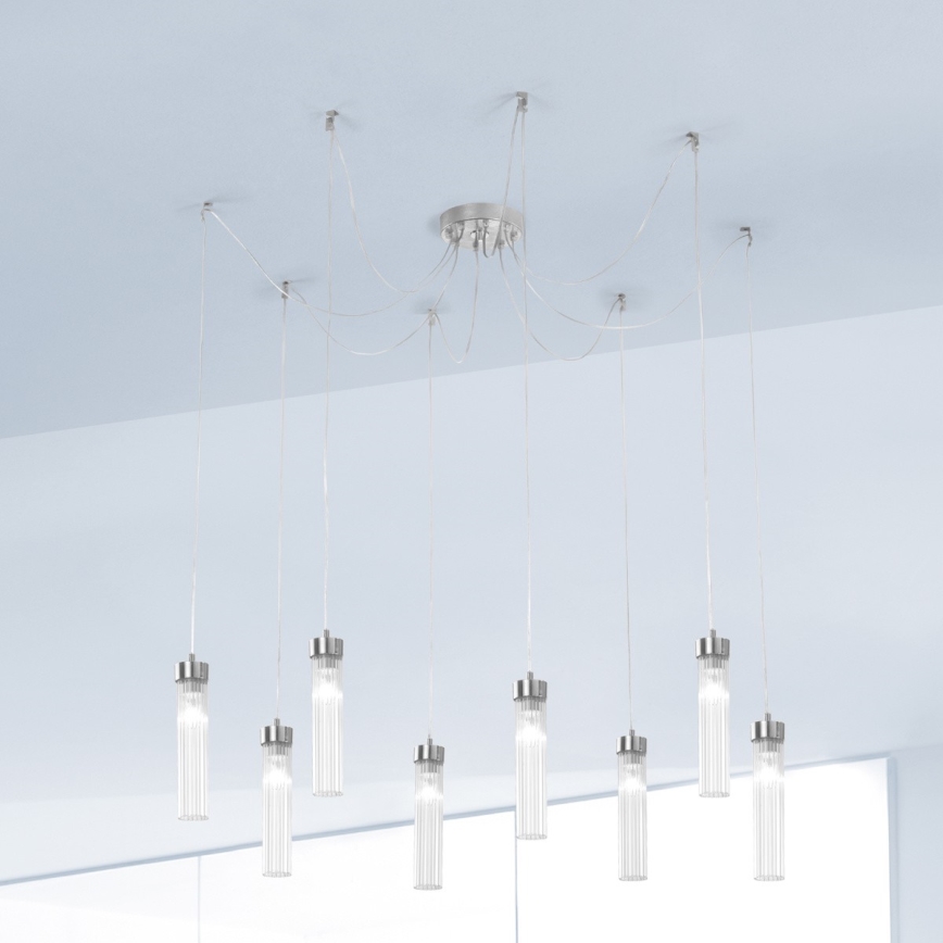 Kolarz 6009.30850 - Lámpara colgante RAGGIO 8xE14/25W/230V araña plata