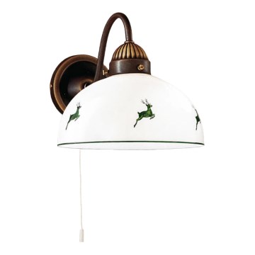 Kolarz 731.61.100 - Aplique NONNA 1xE27/75W/230V marrón/ciervo verde