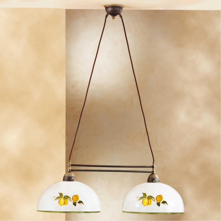 Kolarz 731.82.129 - Lámpara colgante NONNA 2xE27/75W/230V limones